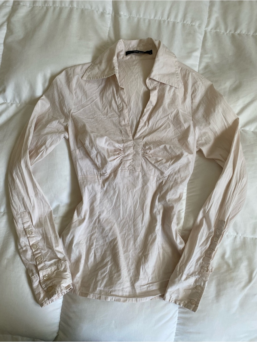 Y2K cream fitted blouse